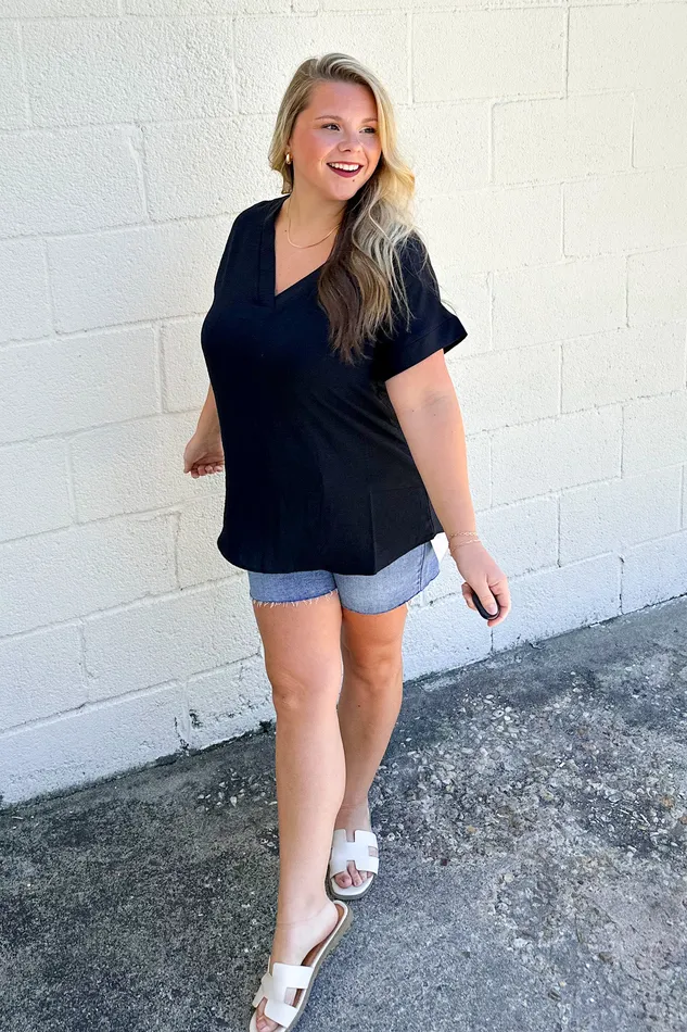 Rings Everyday Casual Top Black Zenana