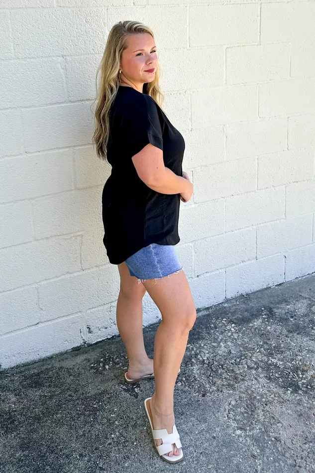 Rings Everyday Casual Top Black Zenana