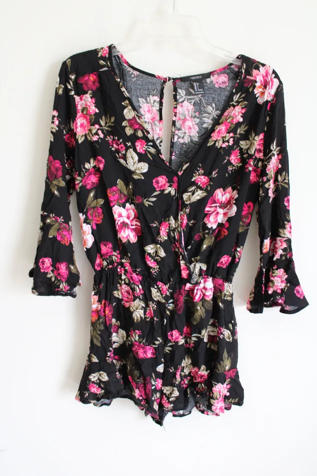Rings Forever 21 Forever 21 Black Floral Romper L
