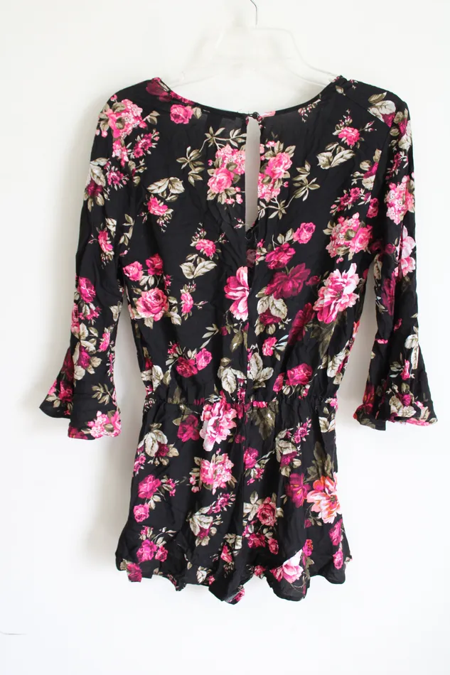 Rings Forever 21 Forever 21 Black Floral Romper L
