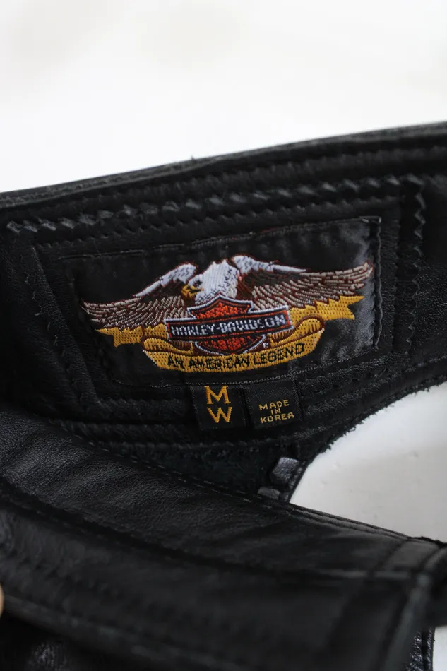 Rings HarleyDavidson Black Leather Chaps M HarleyDavidson