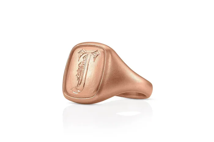 Rings Honey Jewelry Co Mens Cushion Signet Ring in Rose Gold