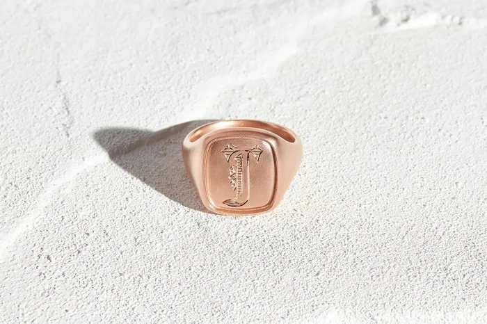 Rings Honey Jewelry Co Mens Cushion Signet Ring in Rose Gold