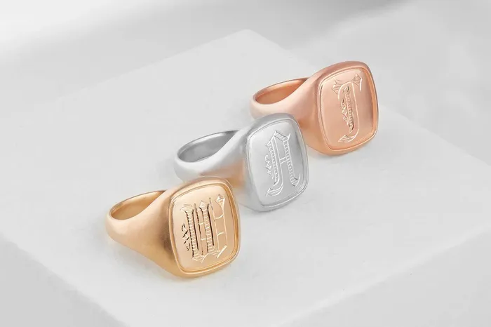 Rings Honey Jewelry Co Mens Cushion Signet Ring in Rose Gold