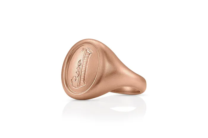 Rings Honey Jewelry Co Mens Oval Signet Ring in Rose Gold