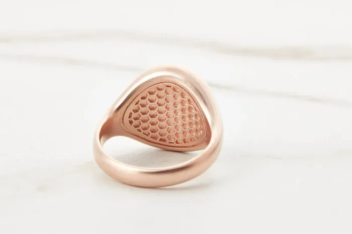 Rings Honey Jewelry Co Mens Oval Signet Ring in Rose Gold