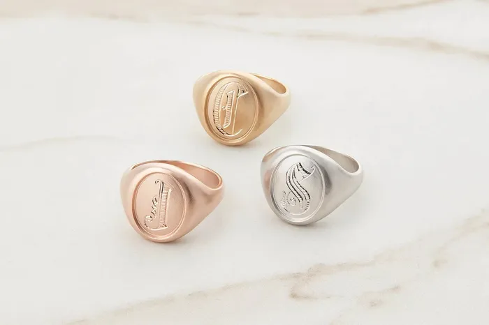 Rings Honey Jewelry Co Mens Oval Signet Ring in Rose Gold