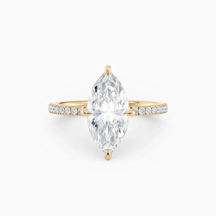 Rings Honey Jewelry Co Willow Marquise Hidden Halo Engagement Ring with Pave Band Rings Honey Jewelry Co Willow Marquise Hidden Halo Engagement Ring with Pave Band