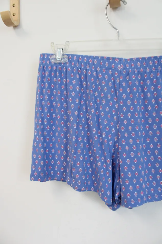 Rings JB Blue Pink Patterned Pajama Shorts S JB