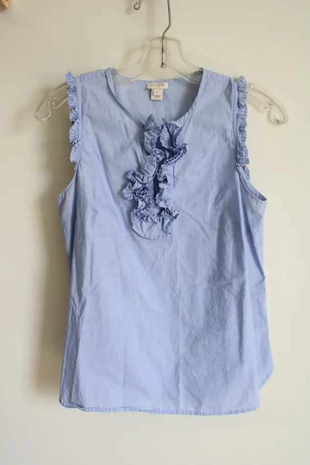 Rings JCrew JCrew Blue Ruffle Front Tank 2
