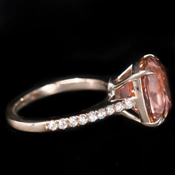 Rings JS Simmons Diamond Consultants 18K Brown Gold 605 Carat Tourmaline and Diamond Ring