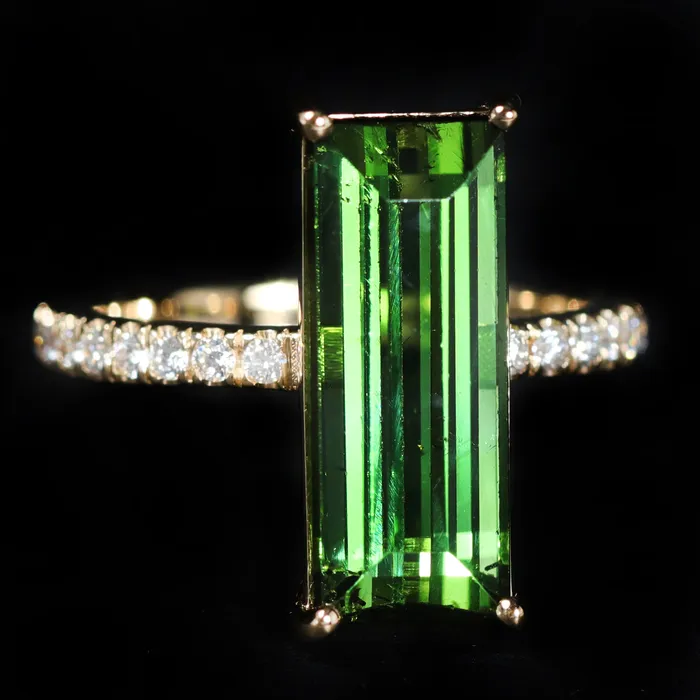 Rings JS Simmons Diamond Consultants 18K Yellow Gold 598 Carat Green Tourmaline and Diamond Ring Rings JS Simmons Diamond Consultants 18K Yellow Gold 598 Carat Green Tourmaline and Diamond Ring