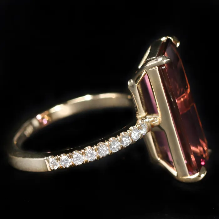 Rings JS Simmons Diamond Consultants 18K Yellow Gold 661 Carat Pink Tourmaline and Diamond Ring