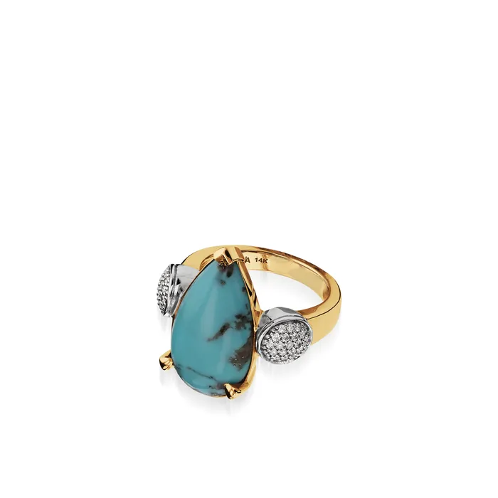 Rings John Atencio Bermuda Gemstone Ring with Pave Diamonds Rings John Atencio Bermuda Gemstone Ring with Pave Diamonds