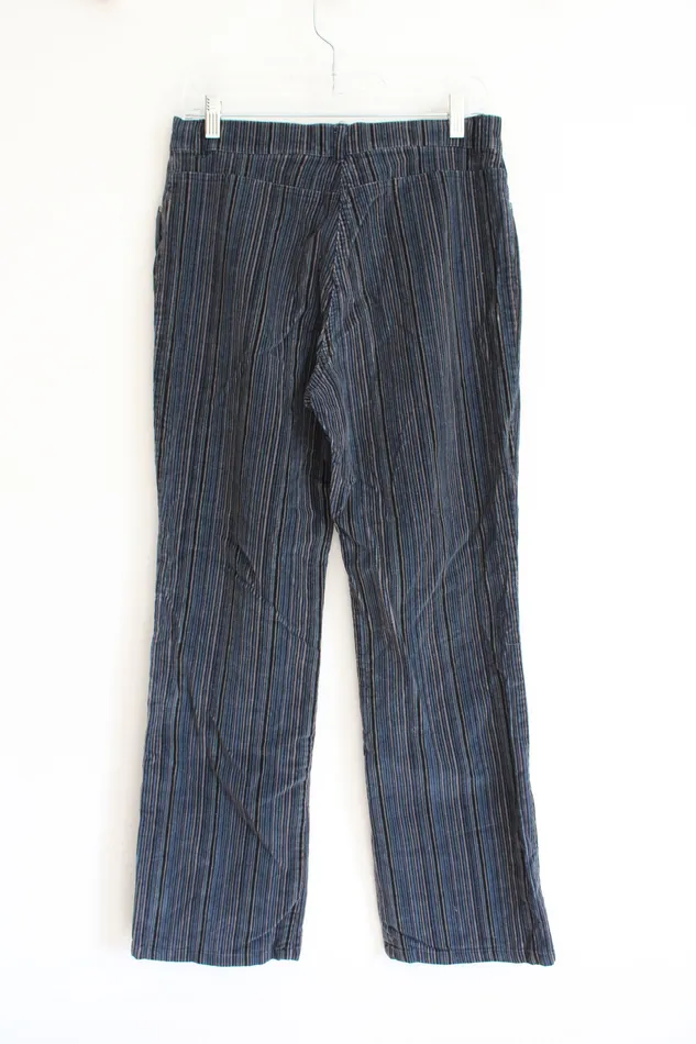 Rings Jones Wear Sport Stretch Blue Gray Black Striped Corduroy Pants 6 Jones