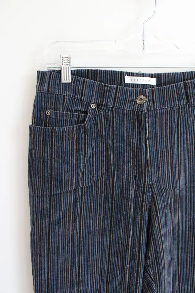 Rings Jones Wear Sport Stretch Blue Gray Black Striped Corduroy Pants 6 Jones