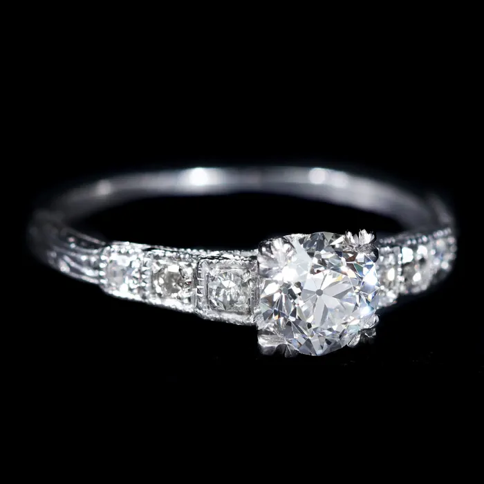 Rings K Goldschmidt Art Deco Platinum 074 Carat Old European Cut Diamond Engagement Ring Rings K Goldschmidt Art Deco Platinum 074 Carat Old European Cut Diamond Engagement Ring