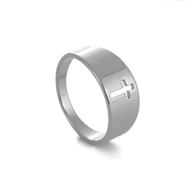 Rings Lords Guidance Religious Christian Ring with Hollow Cross
