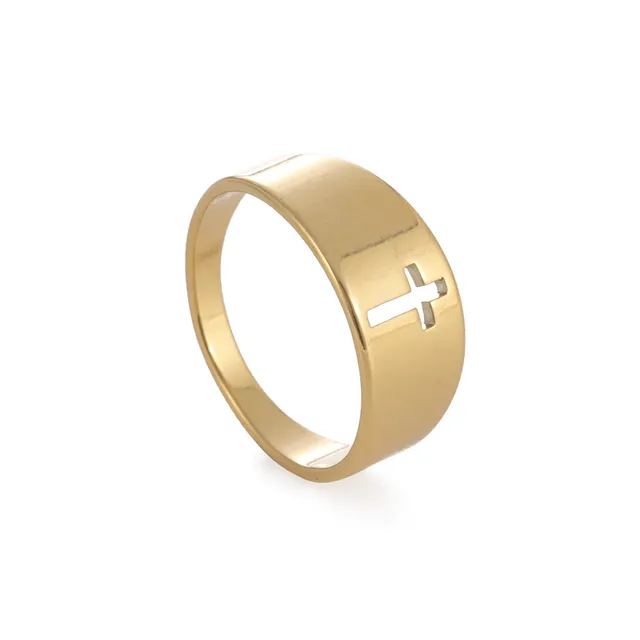 Rings Lords Guidance Religious Christian Ring with Hollow Cross