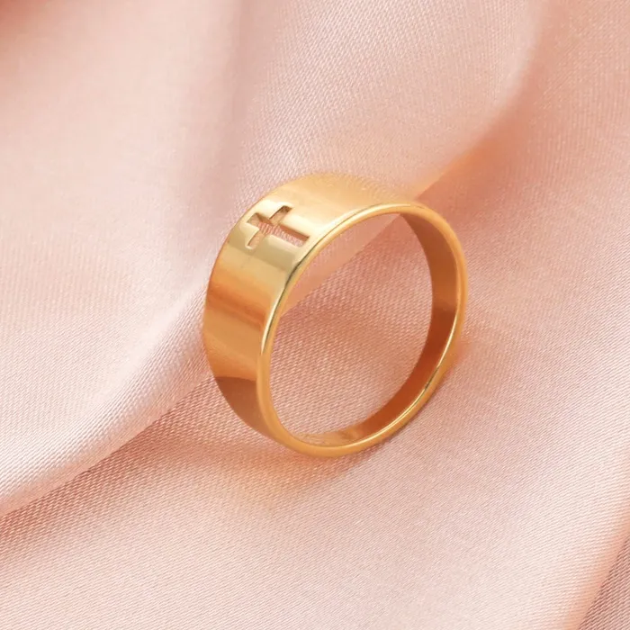 Rings Lords Guidance Religious Christian Ring with Hollow Cross