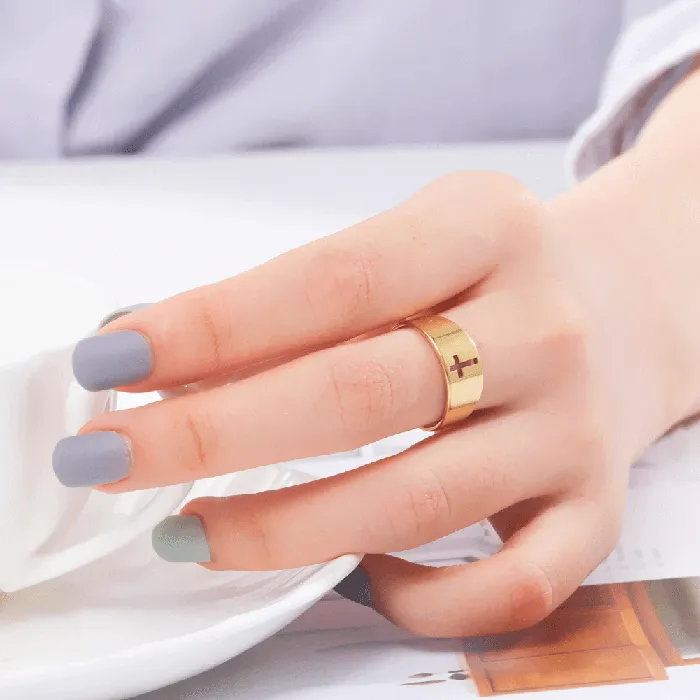 Rings Lords Guidance Religious Christian Ring with Hollow Cross