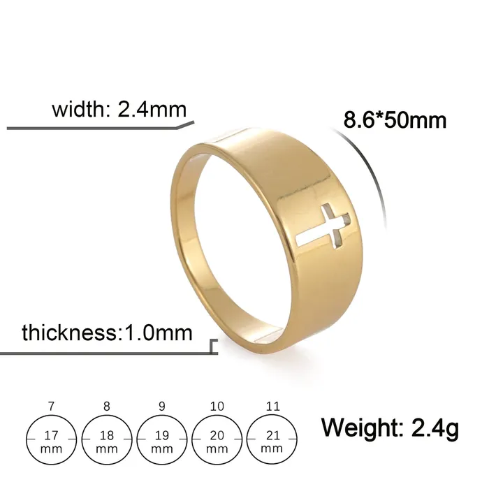 Rings Lords Guidance Religious Christian Ring with Hollow Cross