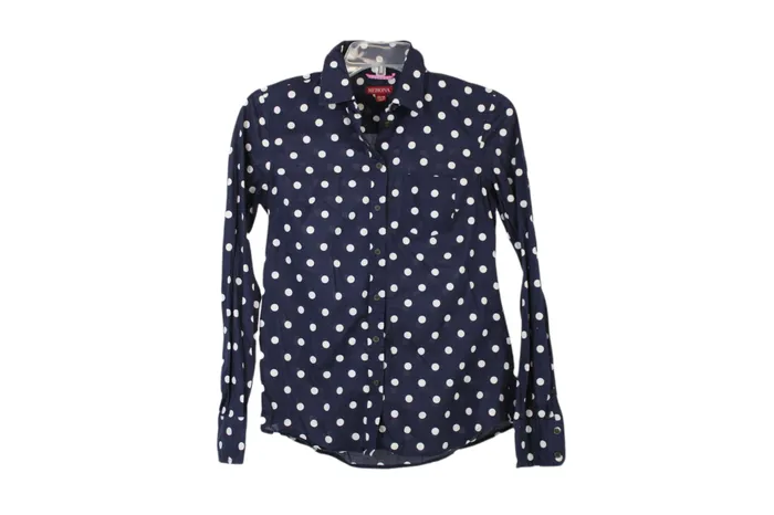Rings Merona Blue Polka Dot Button Down XS Merona