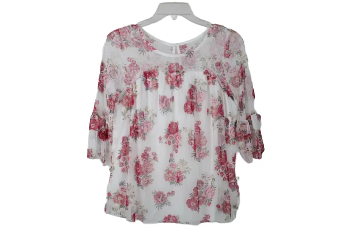 Rings No Boundaries No Boundaries White Floral Blouse M