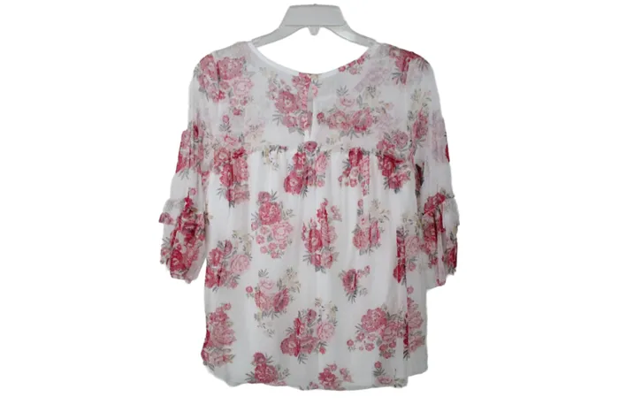 Rings No Boundaries No Boundaries White Floral Blouse M