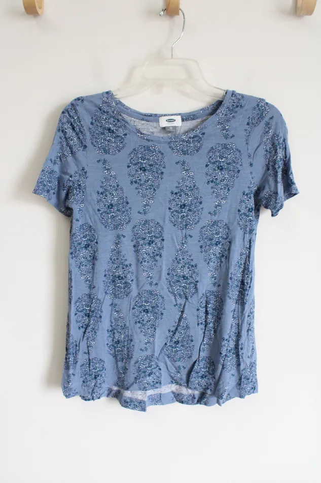Rings Old Navy Blue White Green Floral Top XS Old Navy