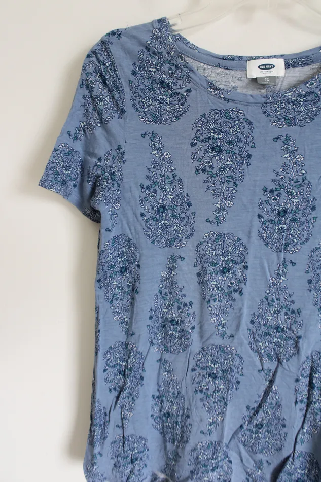 Rings Old Navy Blue White Green Floral Top XS Old Navy