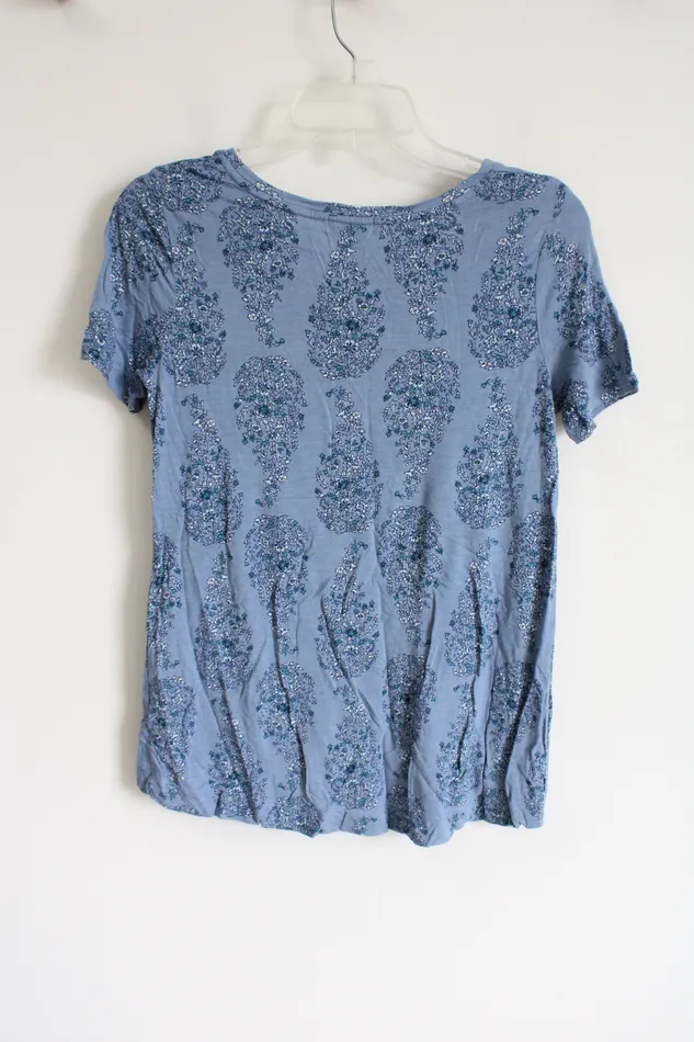 Rings Old Navy Blue White Green Floral Top XS Old Navy
