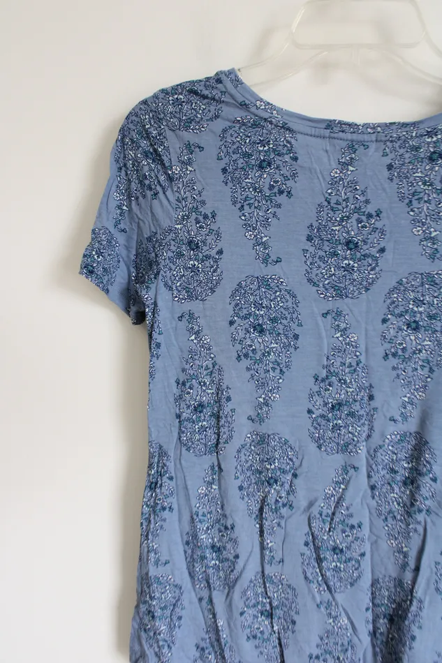Rings Old Navy Blue White Green Floral Top XS Old Navy