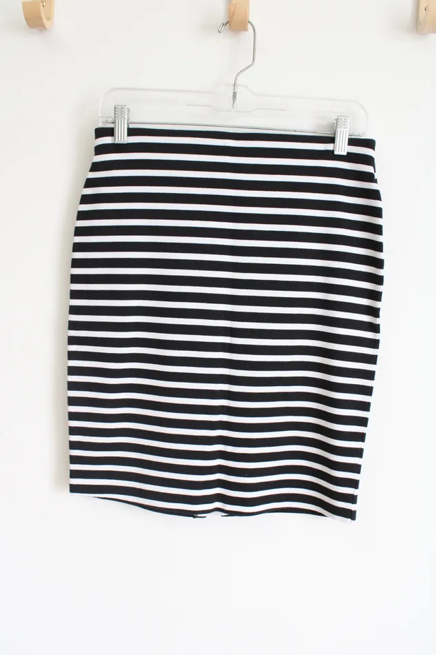 Rings Old Navy Old Navy Black White Striped Fitted Pencil Skirt XS
