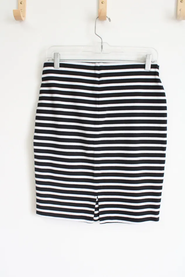 Rings Old Navy Old Navy Black White Striped Fitted Pencil Skirt XS