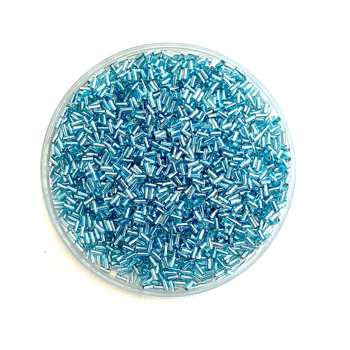 Rings Peppy Beads Miyuki Bugles size 3mm 0047 Silver Lined Aqua 10 grams Crystal bugles 3mm Rings Peppy Beads Miyuki Bugles size 3mm 0047 Silver Lined Aqua 10 grams Crystal bugles 3mm