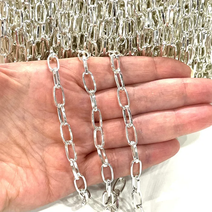 Rings Peppy Beads Silver Plated Link Chain 12x6 mm Open Link Silver Chain