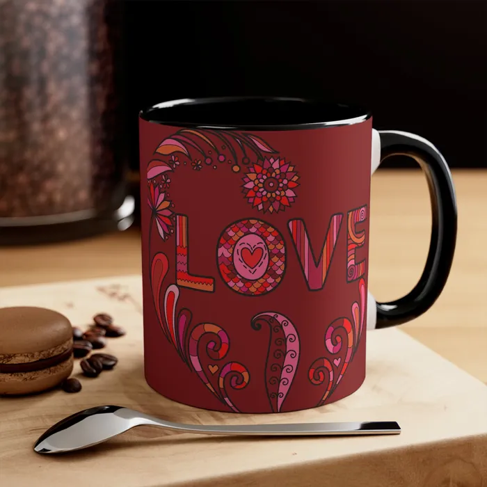 Rings Printify Accent Two Tone Coffee Mug 11oz Boho Love Mug