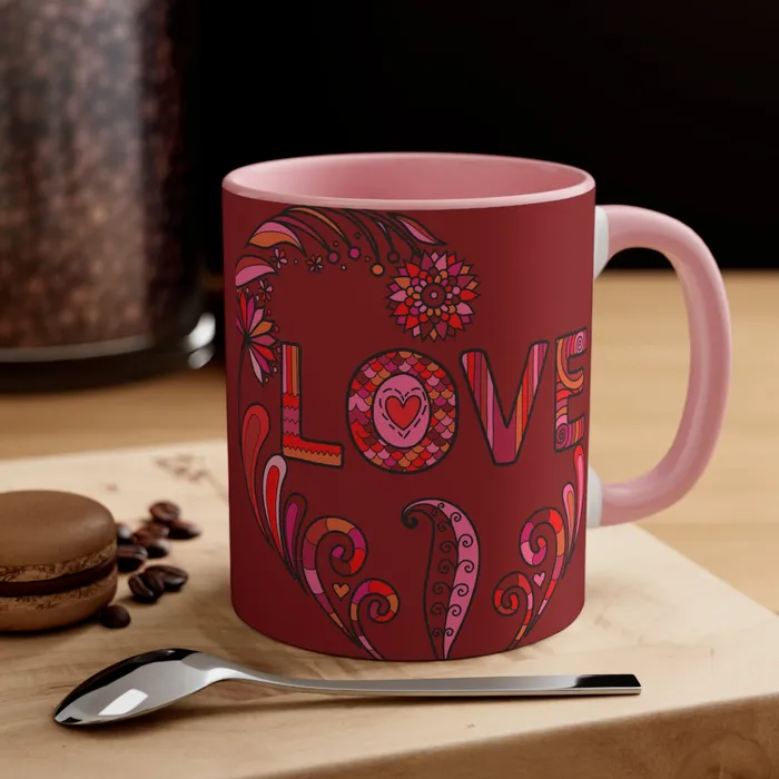 Rings Printify Accent Two Tone Coffee Mug 11oz Boho Love Mug
