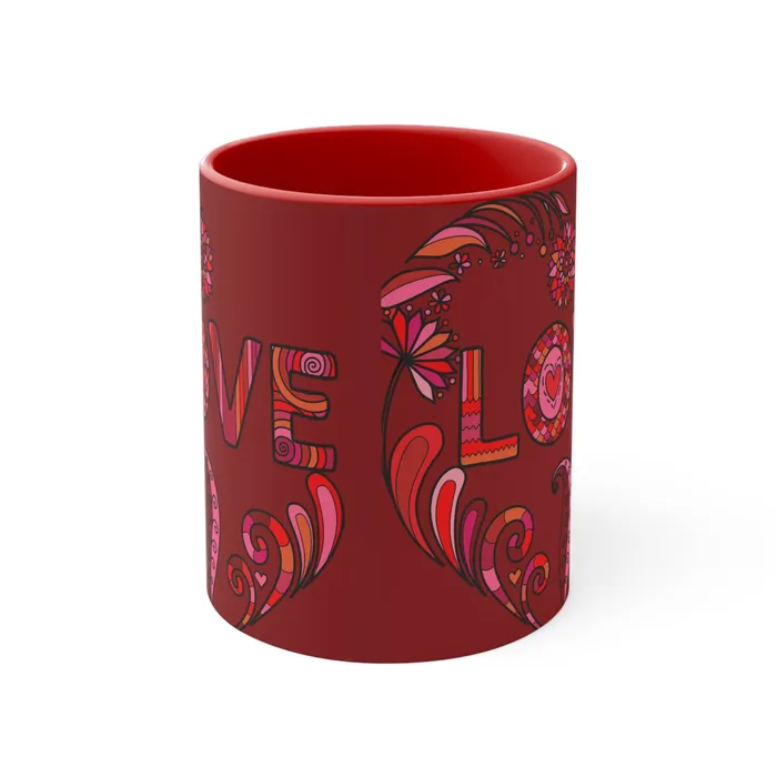 Rings Printify Accent Two Tone Coffee Mug 11oz Boho Love Mug