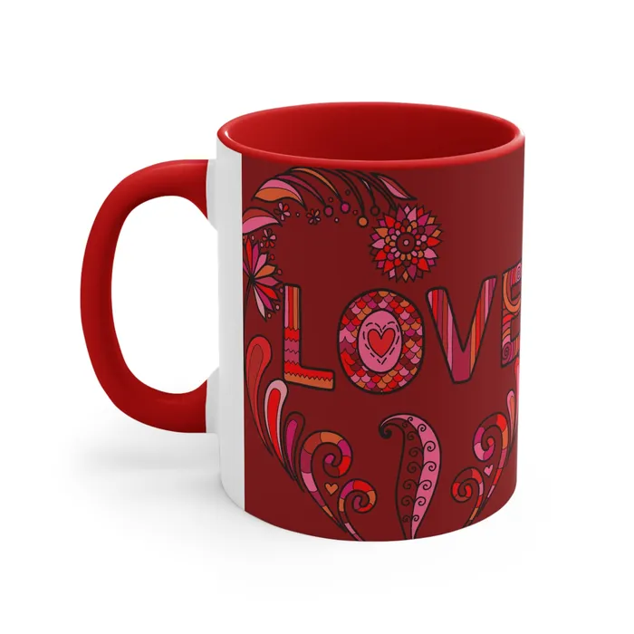 Rings Printify Accent Two Tone Coffee Mug 11oz Boho Love Mug