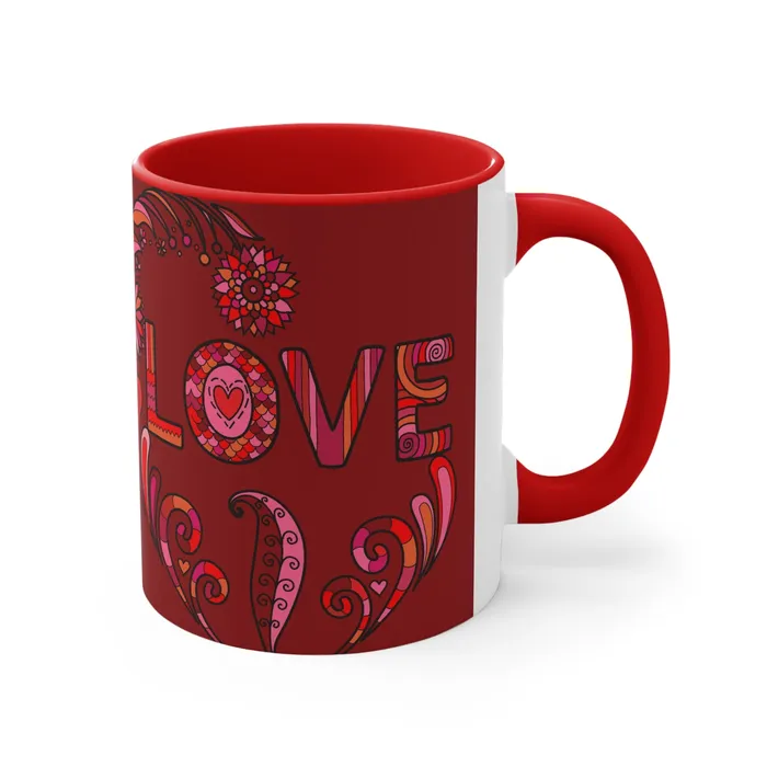 Rings Printify Accent Two Tone Coffee Mug 11oz Boho Love Mug