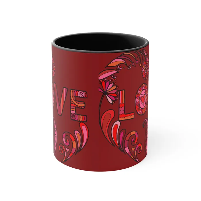 Rings Printify Accent Two Tone Coffee Mug 11oz Boho Love Mug