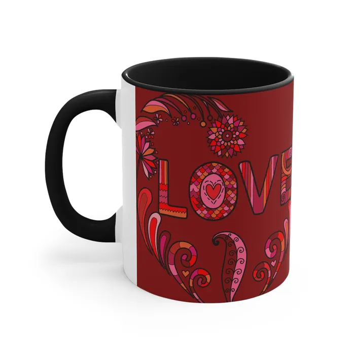 Rings Printify Accent Two Tone Coffee Mug 11oz Boho Love Mug