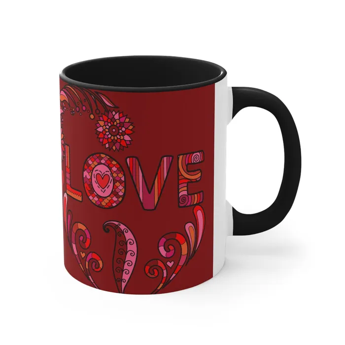 Rings Printify Accent Two Tone Coffee Mug 11oz Boho Love Mug