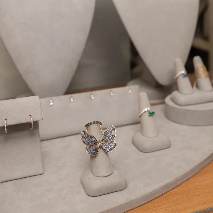 Rings RACHEL LYNN CHICAGO Yellow Gold and Blue Sapphire Fluttering Butterfly Ring