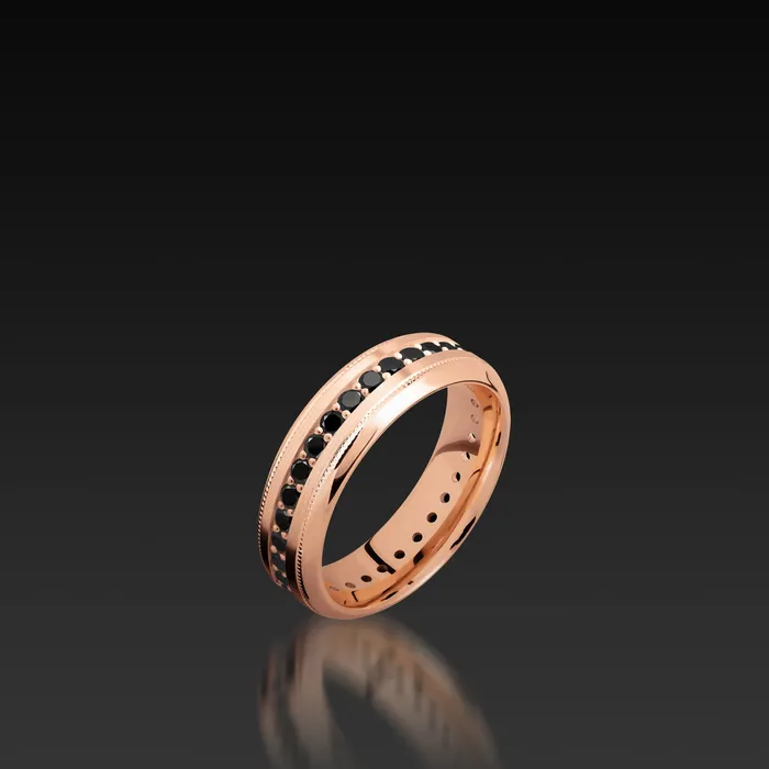 Rings Rose Gold Bevel Eternity Band with Black Diamonds Shop John Atencio Rings Rose Gold Bevel Eternity Band with Black Diamonds Shop John Atencio
