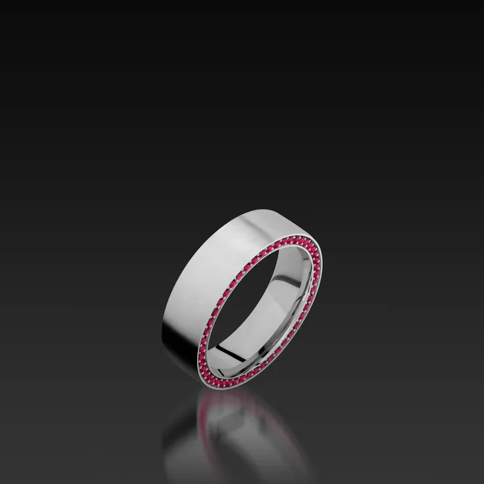 Rings Shop John Atencio White Gold Flat Band with Rubies