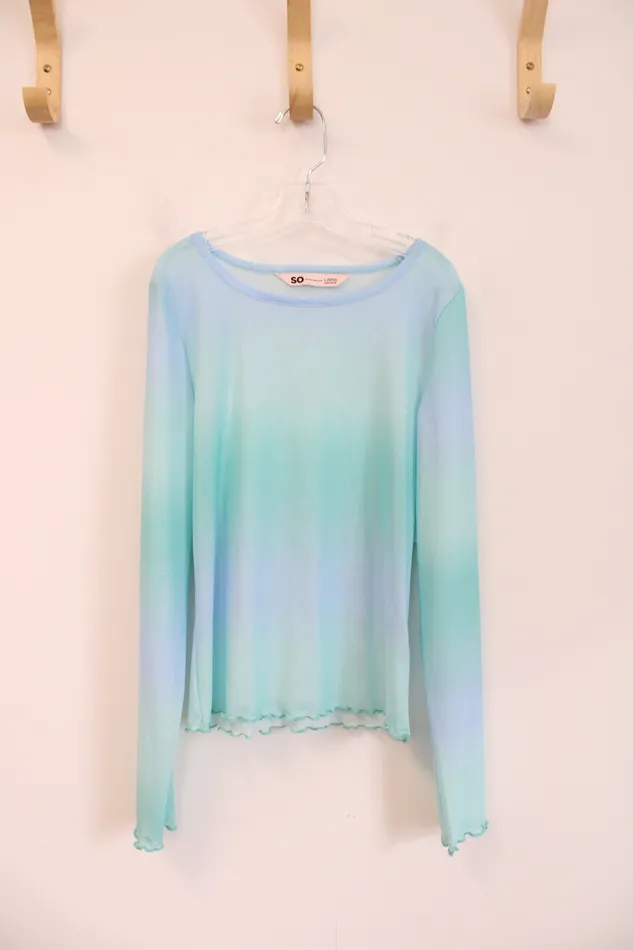 Rings SO NEW So Blue Green Swimsuit Cover Top L 1012