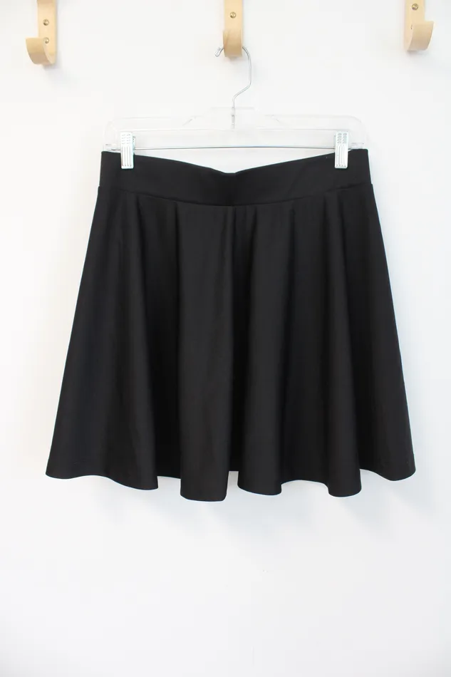 Rings Solid Black Flare Mini Skirt L Jubilee Thrift